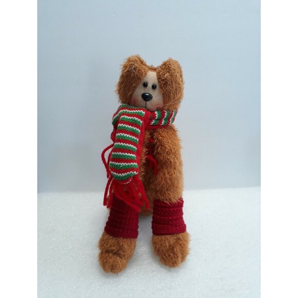 Cat Tan long front legs Plush Bob Evans red green white scarf 10" - Picture 1 of 9